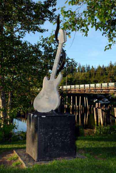 Riverside guitar sculpture honoring Aberdeen's music heritage